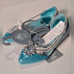 Disney Store New Elsa Frozen Dress Shoes 11C 12C Toddler Blue And Silver
